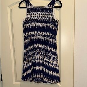 Krush Navy and White Girls' Sleeveless Patterned Dress